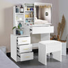 Dressing Table With 4 Drawers Mirror Stool Set Makeup Desk Vanity Table Bedroom