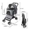 Large Pet Stroller Foldable Dog Cat Travel Carriage with Detachable Carrier Cart