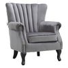 Upholstered Wing Back Chesterfield Sofa Velvet Button Tub Chair Scallop Armchair