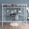 3.5FT Single Metal Loft Bed Frame High Sleeper Bunk Bed W/ Desk Storage Shelves