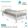 Solid Wooden Bed Frame White 3FT Single Bed Double King Size Pine Slatted Bed