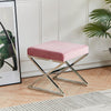 Dressing Table Stool Velvet Sofa Foot Rest Makeup Chair Footstool Chrome Frame
