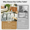 Tempered Glass Coffee Table Modern Cocktail Table Retangular Center Tea Table