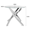 90cm Modern Round Dining Table with Glass Top & Metal Cross Legs for Dining Room
