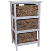 3 WICKER DRAWERS CHEST UNIT BEDSIDE TABLE BATHROOM STORAGE WOODEN BASKET HOME