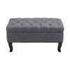 Upholstered Bench Stool Chair Footstool Side Pouffe Seat with Curved Wood Legs