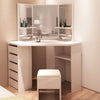 Dressing Table White Corner Desk Makeup Vanity Table Drawers Stool Dresser Room
