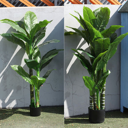 5/6.5ft Artificial Evergreen Tree Fake Tropical Plant in Pot Indoor Outdoor Déco