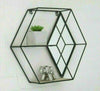 Hexagon Black Metal Wood Retro Display Multi Shelf Mirror Glass Modern Wall Unit