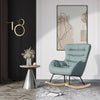 Fabric Upholstered Wing Back Lazy Rocking Chair Fireside Bedroom Lounge Armchair