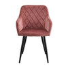 Set of 2 Pink Dining Chair Velvet Breakfast Chair Metal Legs Dining Room Kitchen