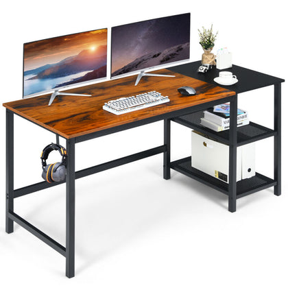 Industrial Computer Desk Wide Laptop Table Writing Workstation Adjustable Shelf