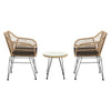 3 Piece Natural Rattan Bistro Set Table & Chairs Outdoor/Patio Garden Furniture