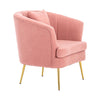 Modern Occasional Velvet Armchair Scallop Wing Back Chair with Golden Legs Sofa