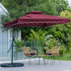 Garden Parasol Banana Cantilever Umbrella Crank Sun Shade Patio Outdoor W/ Base