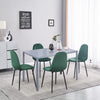 4x Green Velvet Dining Chairs & Grey Tempered Glass Dining Table Dining Room Set