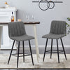 2X Grey Velvet Bar Stools Breakfast Stool Kitchen Pub Chair Metal Leg Modern
