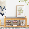 3-Tier Bamboo Shoe Bench Entryway Shoe Rack w/Cushion Modern Shoe Storage Stool