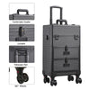 Large Makeup Trolley Case Mobile Beauty Vanity Hairdressing Case W/ Drawer Black