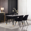 Set of 2 Velvet Dining Chairs Diamond Seats Metal Legs Living Room Kitchen Black