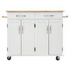 White Kitchen Island Breakfast Bar Block Cabinet Storage Trolley Cart Table Home