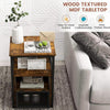 Pair Side Tables Tall Brown Rustic Display Shelves 2 Mesh Doors Black Metal X