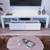 Modern TV Stand White High Gloss Cabinet Entertainment LED Lights Living Room