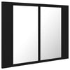 Bathroom LED Mirror Cabinet with 2 Storage Shelves Black Furniture 60x12x45 cm
