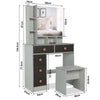 Dressing Table with Drawers, Mirror Stool Set Makeup Desk Vanity Table Bedroom