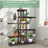 6 Tier Wood Plant Stand Shelves 12 Pots Flower Display Rack Holder Planter