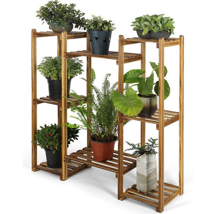 Symmetrical Solid Pine Wood Plant Stand Garden Flower Pots Planter Shelf Rack