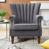 Modern Accent Armchair Single Linen Fabric Wing Back Queen Fireside Sofa Chair