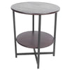 2-Tier Round Side End Table Metal Wood Coffee Tea Sofa Desk For Home Living Room