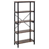 5 Tier Bookshelf Bookcase Industrial Wood Metal Storage Display Shelving Rack