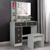 Dressing Table with Drawers, Mirror Stool Set Makeup Desk Vanity Table Bedroom