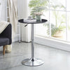 Chromed Base Round Black MDF Silver Base Bar Table&2x Grey PU Leather Bar Stools