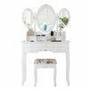 Folding Vanity Dressing Table 7 Drawers Makeup Table and Cushioned Stool Set
