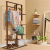 6 Tier Ladder Strong Wooden Clothes Rail Garment Rack with Top Rod Hanging Shelf