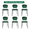 6PCS Dining Chairs Green Velvet Stackable Fabric Chairs Metal Leg Home Office