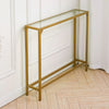 2-Tier Console Table Glass Hall Desk Side End Table W/ Bottom Shelf Gold Frame