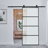 Modern 6ft Sliding Door Track Barn Door Hardware Set Kit Single Door Black