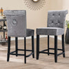 2x Velvet Bar Stools Chairs with Ring Knocker Backrest Kitchen Stools Breakfast