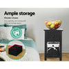 2 x Wood Bedside Tables Night Stand Cabinet Storage Drawer Wicker Baskets UK