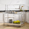 Stainless Steel Commercial Catering Table Work Bench Kitchen OverShelf ON Wheels