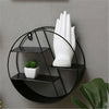 Wall Shelf Rack Storage Metal Iron Craft Round Industrial Style Home Decor Black