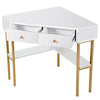 Corner Computer Desk Space Saving Corner Writing Workstation w/ 2 Large Drawers