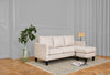 3 Seater L Shape Sofa Cream Fabric Cushioned Settee Modern Living Couch