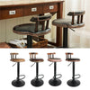 2 PU Breakfast Bar Stools Leather Seat Pub Style Vintage Wood Swivel Adjustable