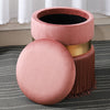Velvet Padded Ottoman Storage Stool Pouffe Tassel Dressing Table Vanity Chair