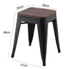 Tolix Metal Barstool Table Set Wooden Seat 2/4pcs Chairs Retro Bistro Restaurant
